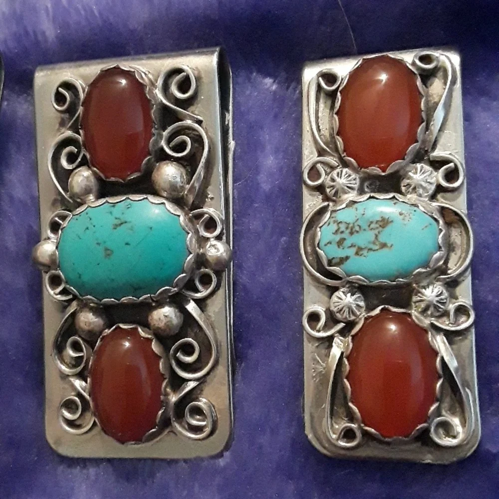Copy- His & Hers Navajo Sterling silver money clips New